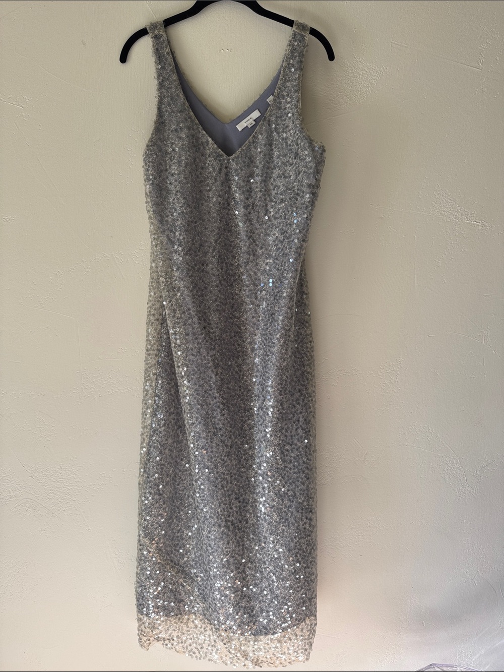 Vince Silver Sequin Midi Dress